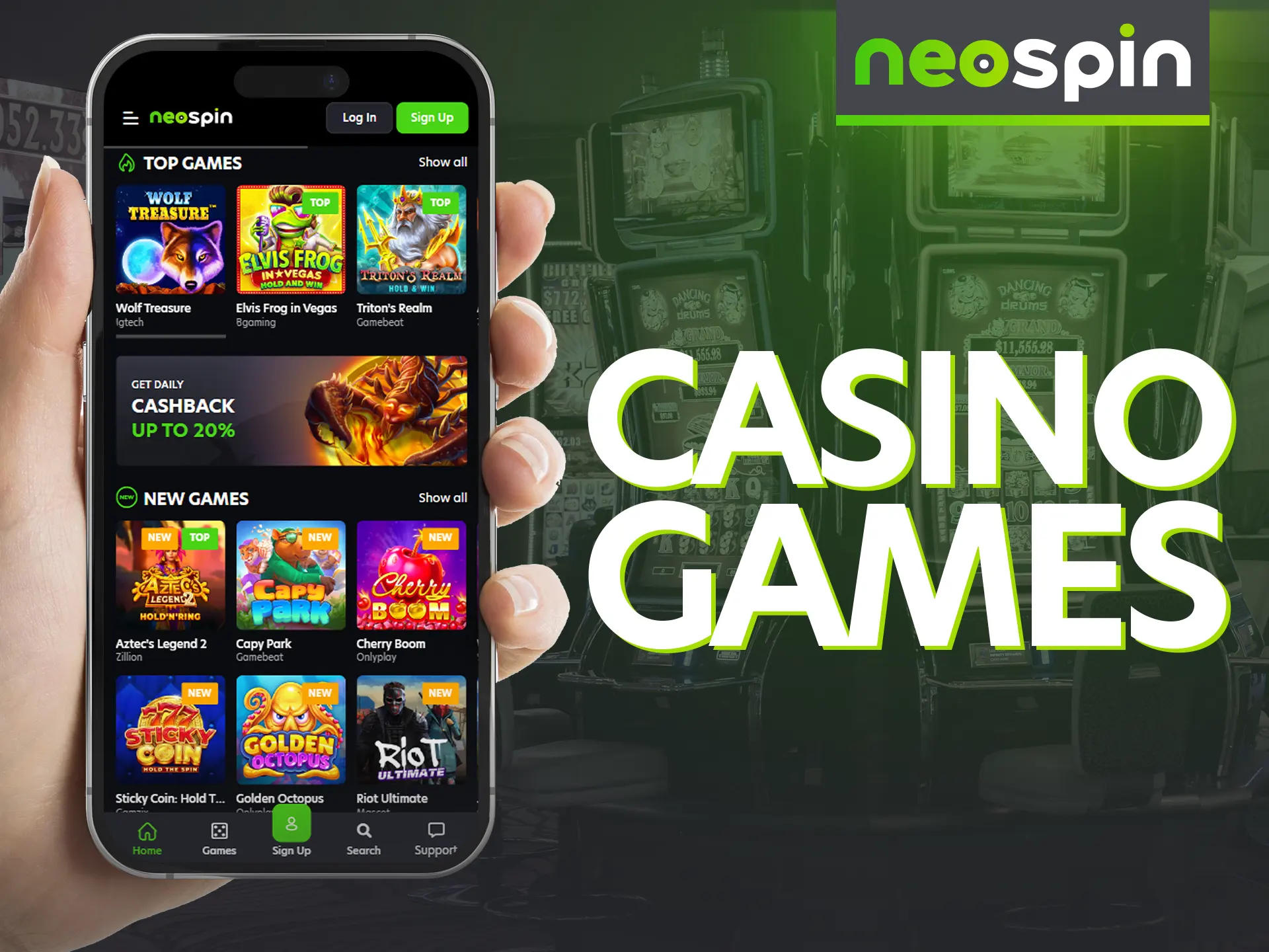 Neospin Casino is perfectly optimized for mobile casino gaming.