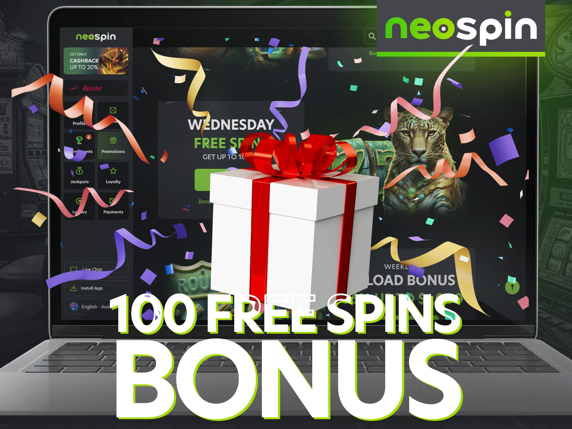 Don't miss your chance to get 100 free spins from Neospin Casino.