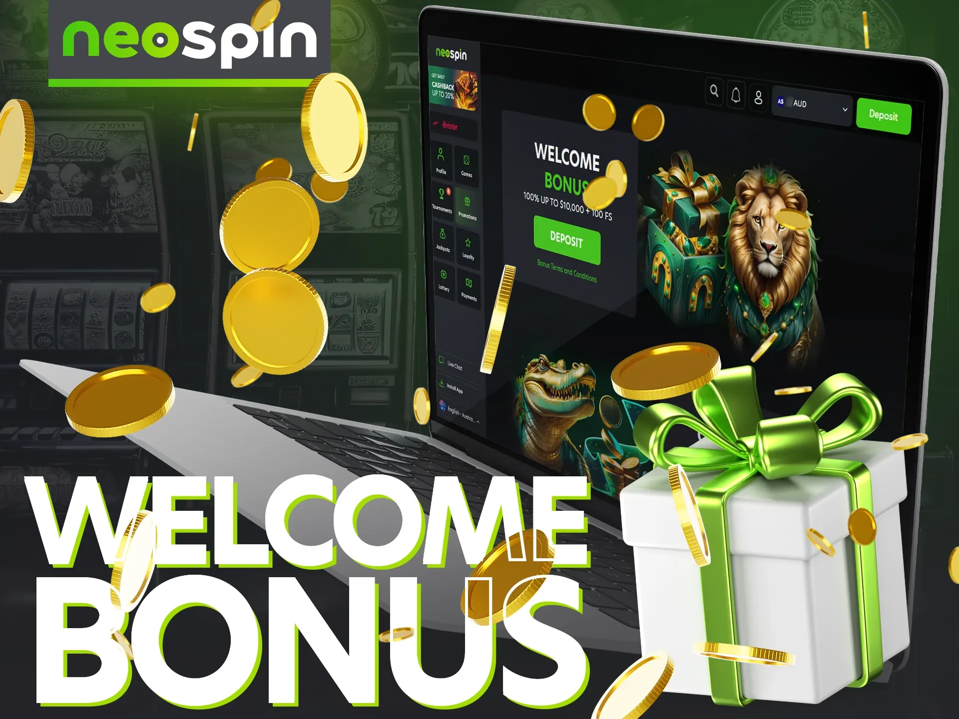 There is a generous welcome bonus waiting for you at Neospin.