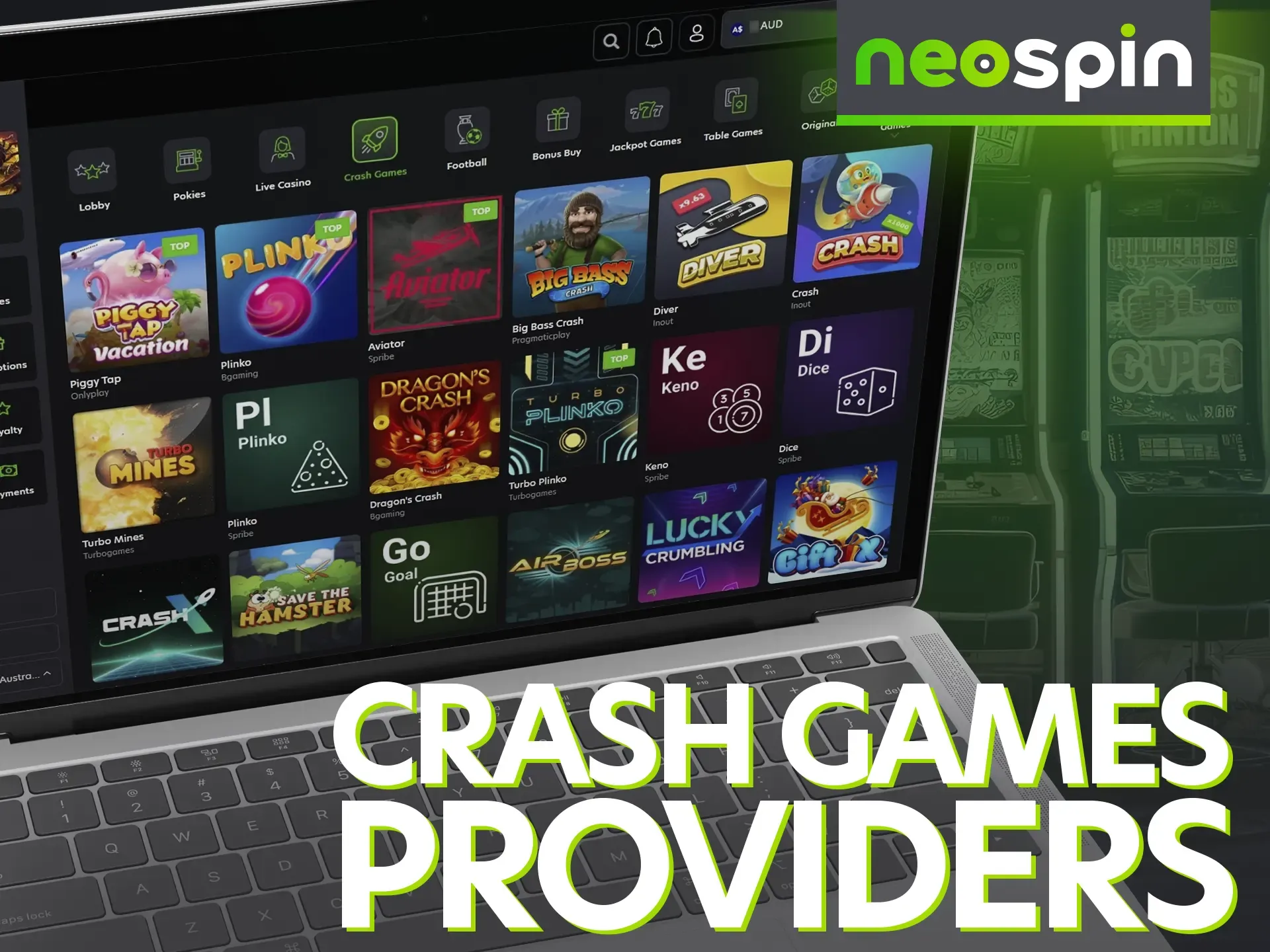 Neospin casino features crash games from a diverse range of providers.