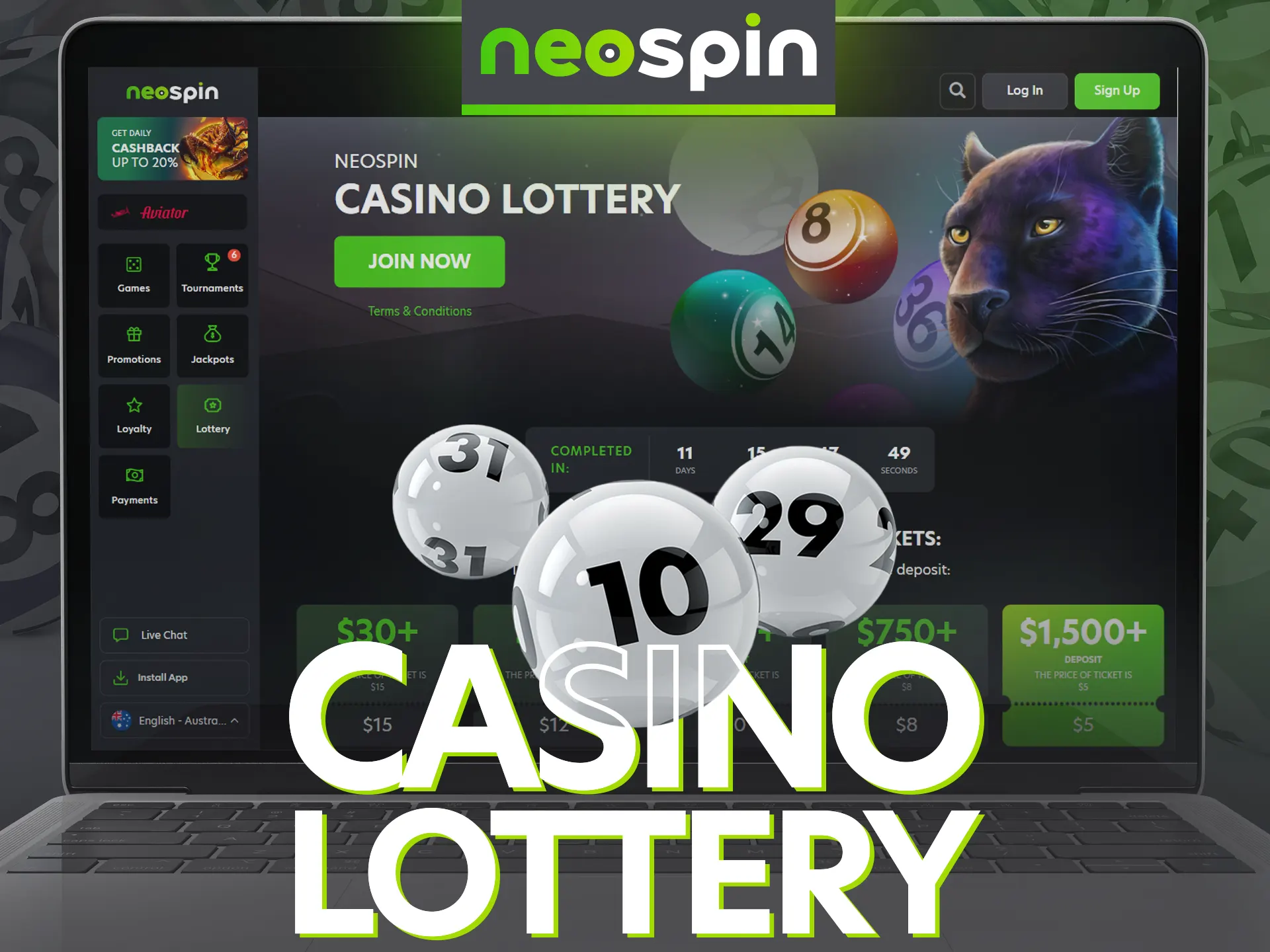 Win fantastic prizes with Neospin Casino lottery.