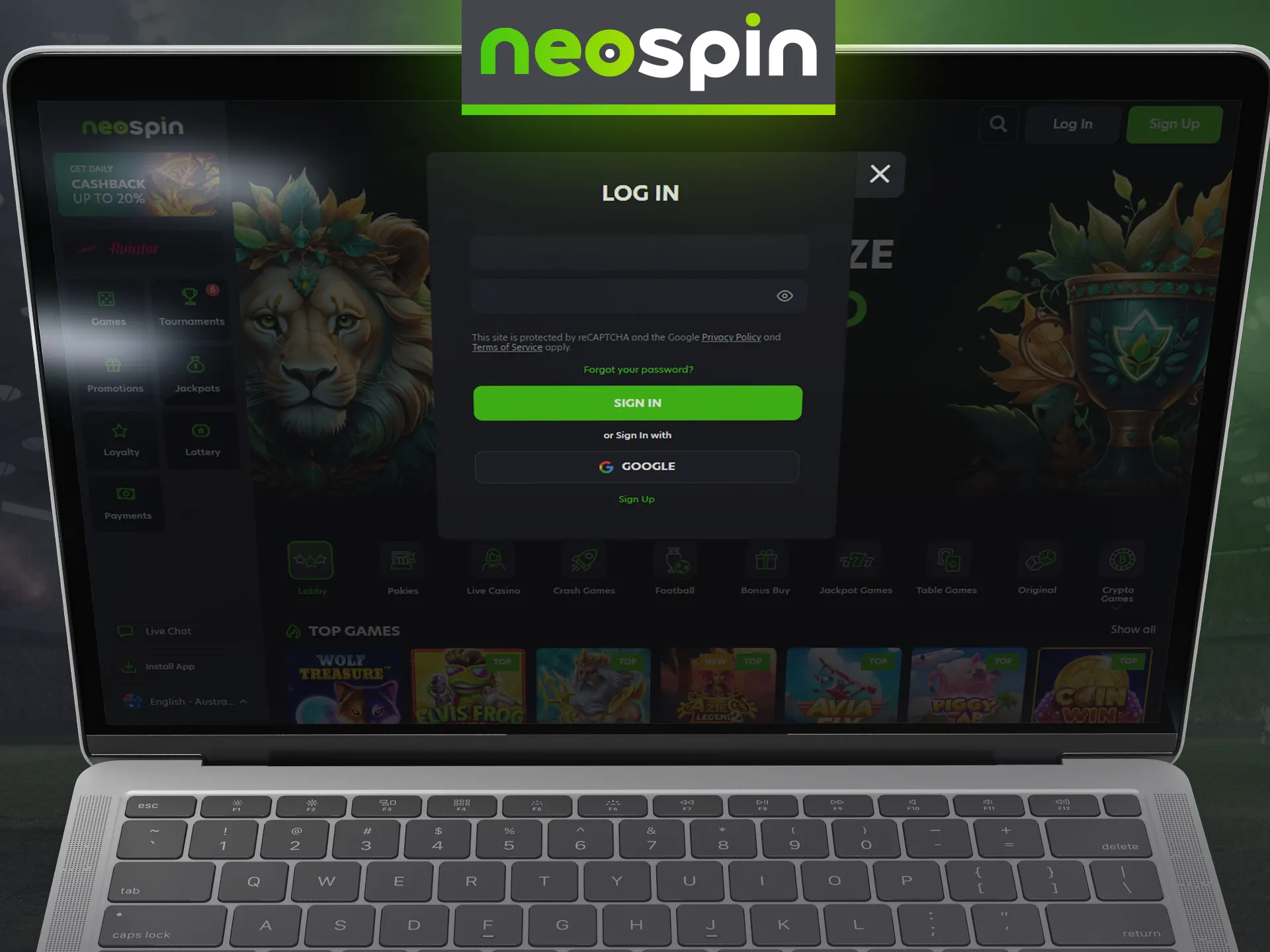 You can log into your Neospin personal account at any time