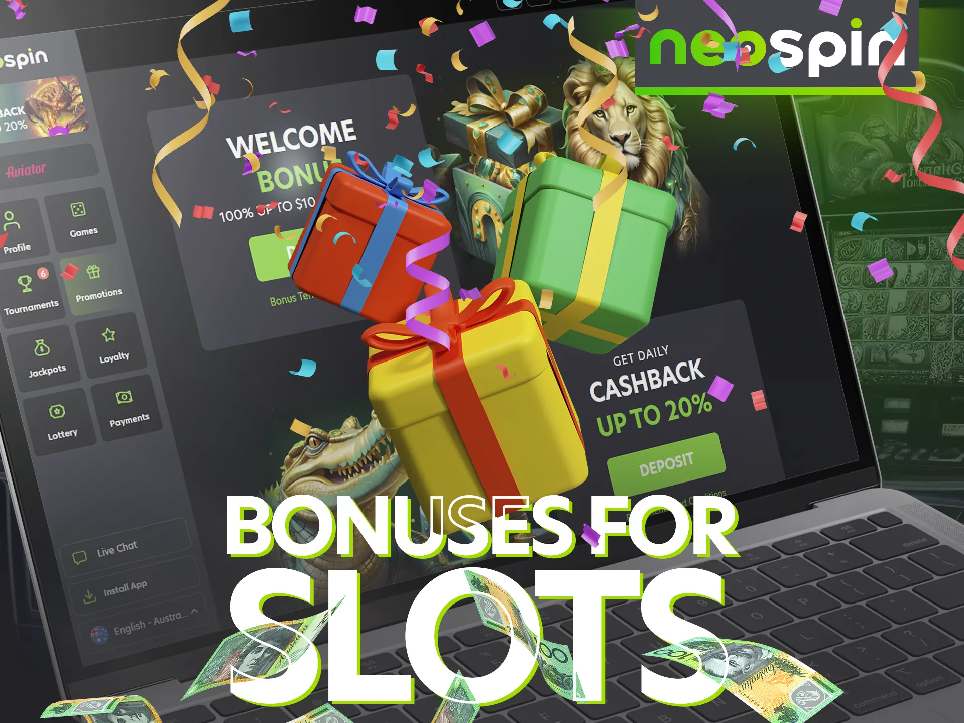 Neospin Casino offers several bonuses for slots players.