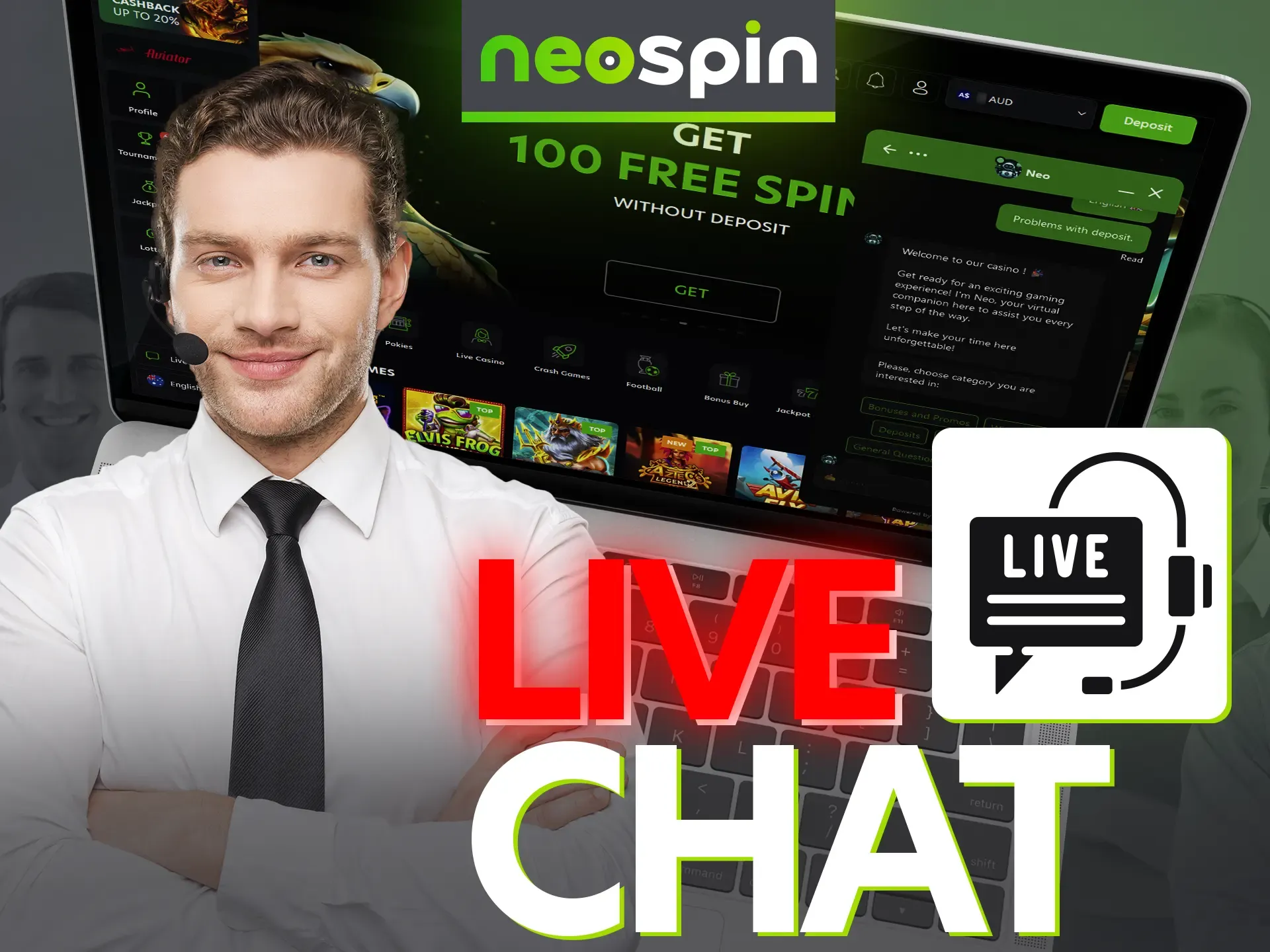 You can receive a quick response from Neospin by using the live chat.